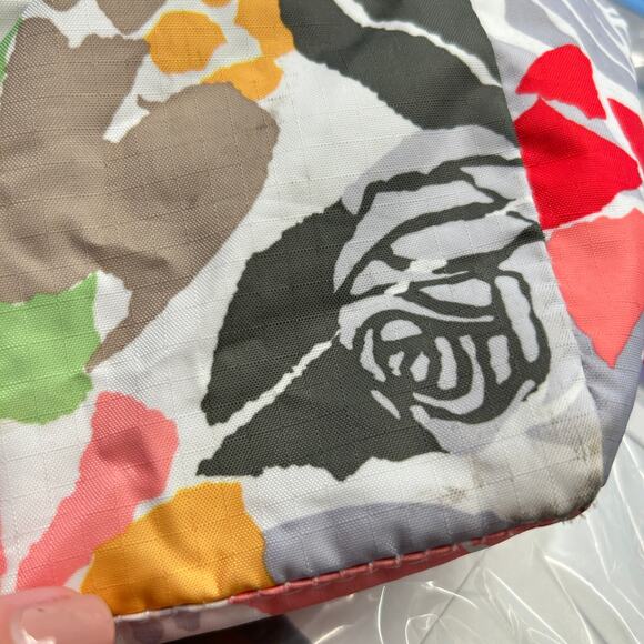 LeSportsac Tote Weekender Travel Bag Tan Straps White Multicolor Floral 18x13x7 - Picture 2 of 16